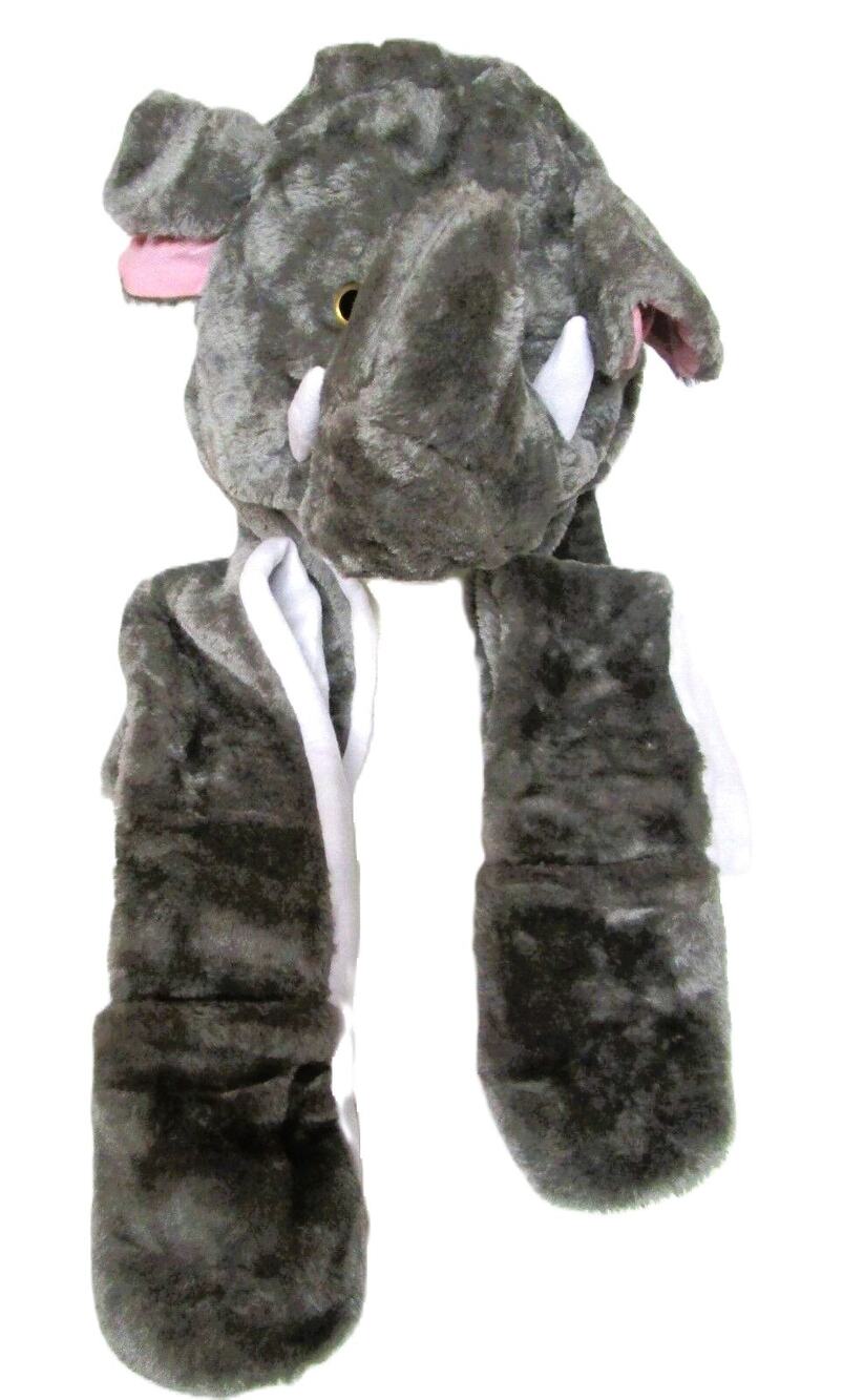 Bioterti Plush Elephant Hat & Mittens Kids Unisex Winter Accessory Size Medium